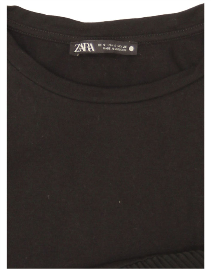 Camiseta feminina Zara Top UK 10 pequena preta