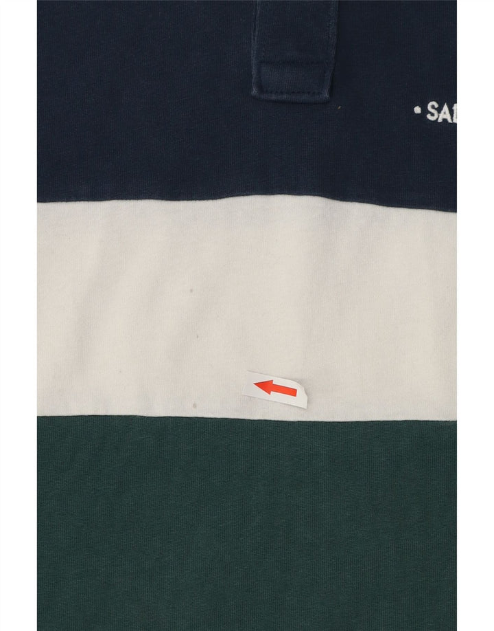 Camisa polo masculina Crew Clothing azul médio algodão colorblock