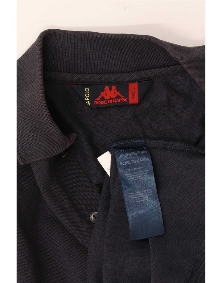 Camisa polo masculina de manga comprida Kappa pequena azul marinho algodão