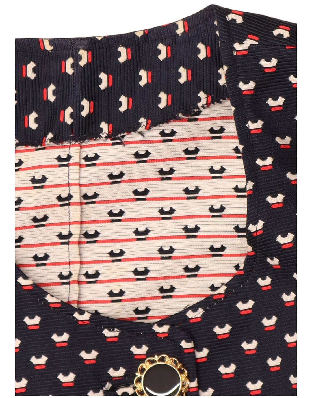 Conjunto feminino VINTAGE de 3 botões e 2 peças Reino Unido 12 médio azul marinho manchado