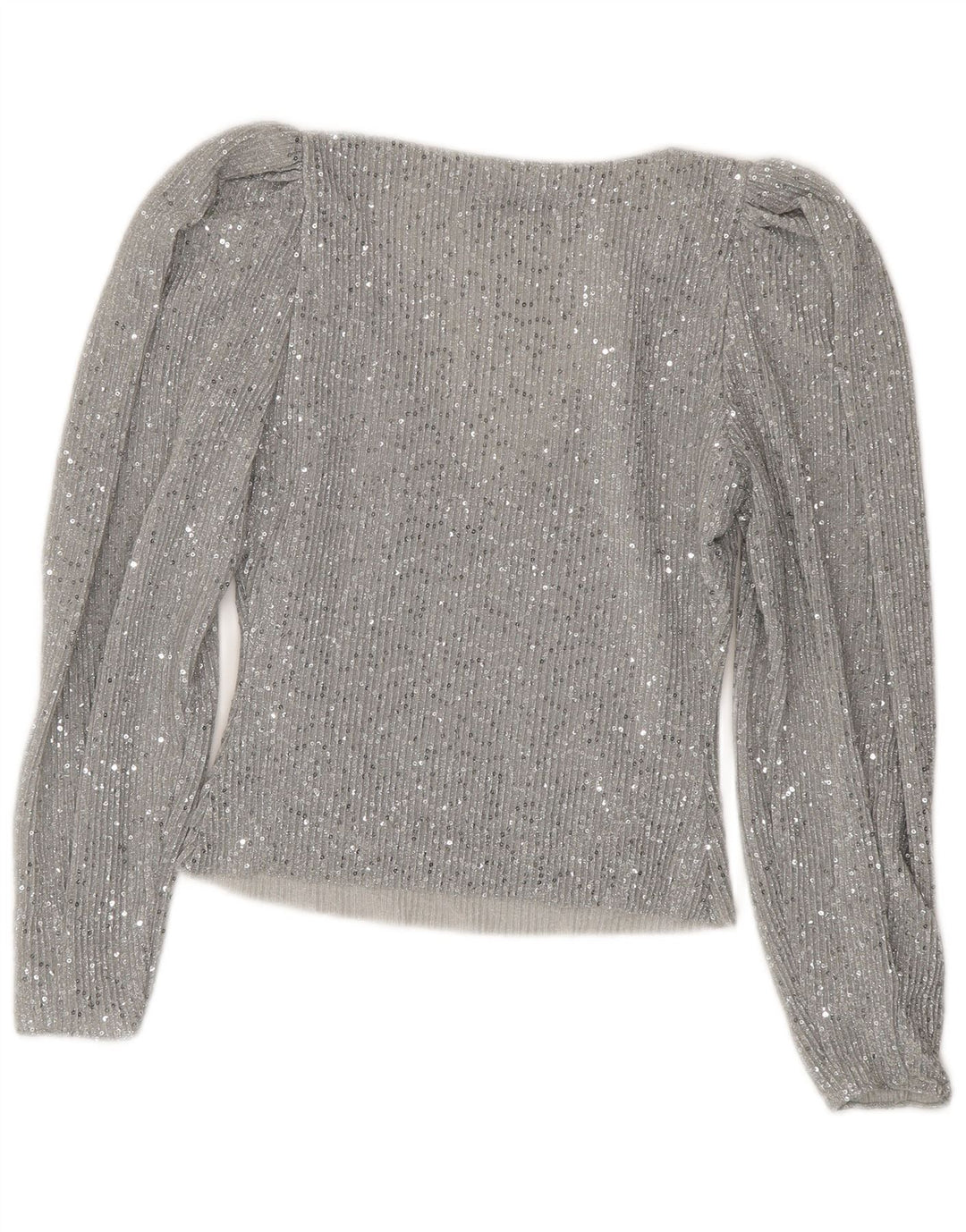 Zara Womens Crop Top Manga Longa Reino Unido 10 Pequeno Prata