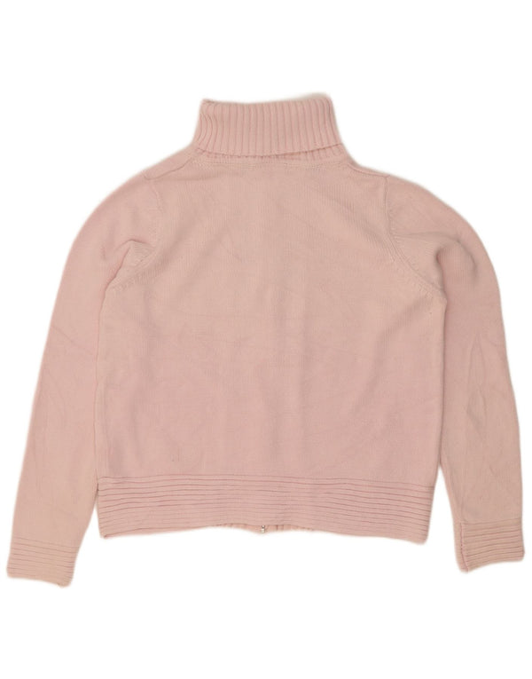 Suéter cardigã feminino Marks & Spencer com gola redonda Reino Unido 14 algodão rosa médio