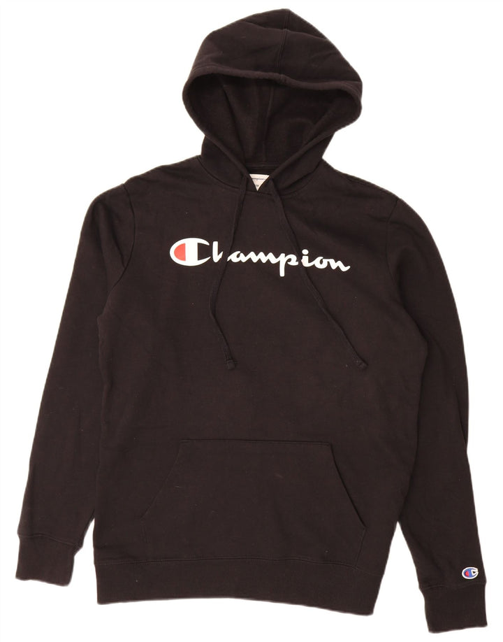 Jumper com capuz gráfico masculino Champion médio algodão preto