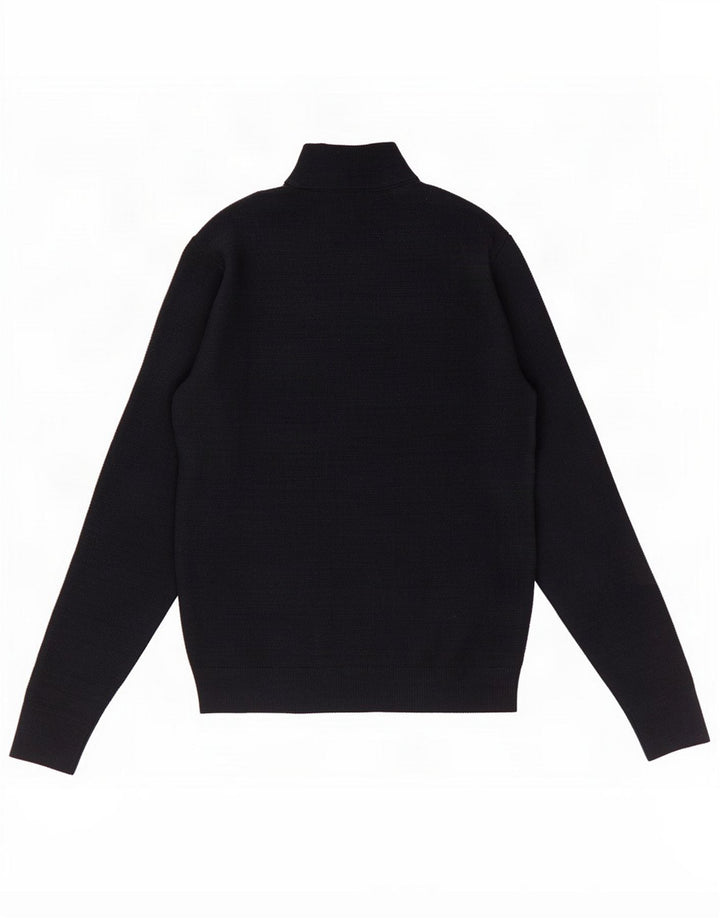 Suéter masculino Marks & Spencer com zíper e gola média azul marinho manchado