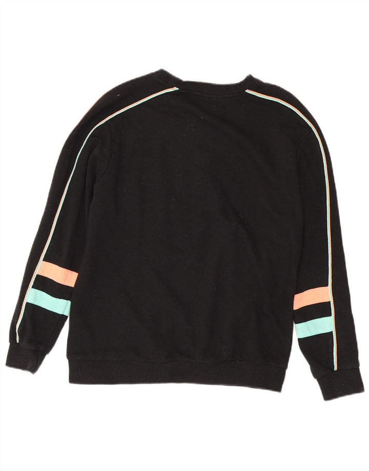 Fila moletom gráfico feminino jumper UK 8 pequeno algodão preto