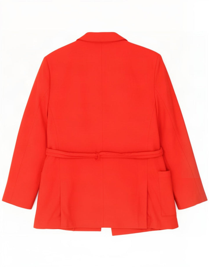 Jaqueta Blazer Feminina Vintage Reino Unido 14 Lã Virgem Vermelha Média