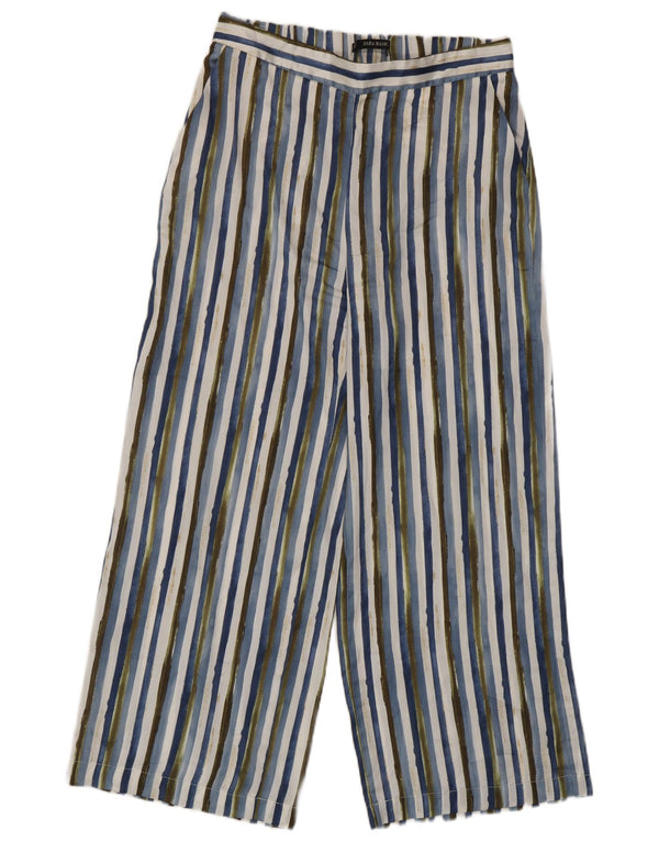 Calça feminina Zara cortada média W28 L25 poliéster listrado multicolorido