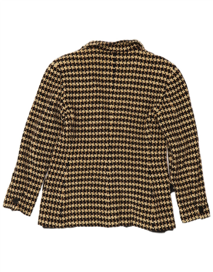 Jaqueta blazer feminina Marella com 1 botão Reino Unido 14 grande marrom houndstooth