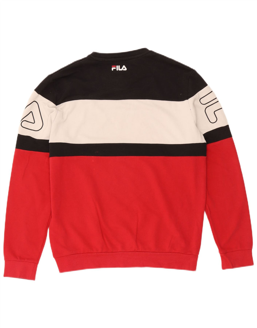 Fila moletom gráfico masculino jumper grande algodão colorblock vermelho