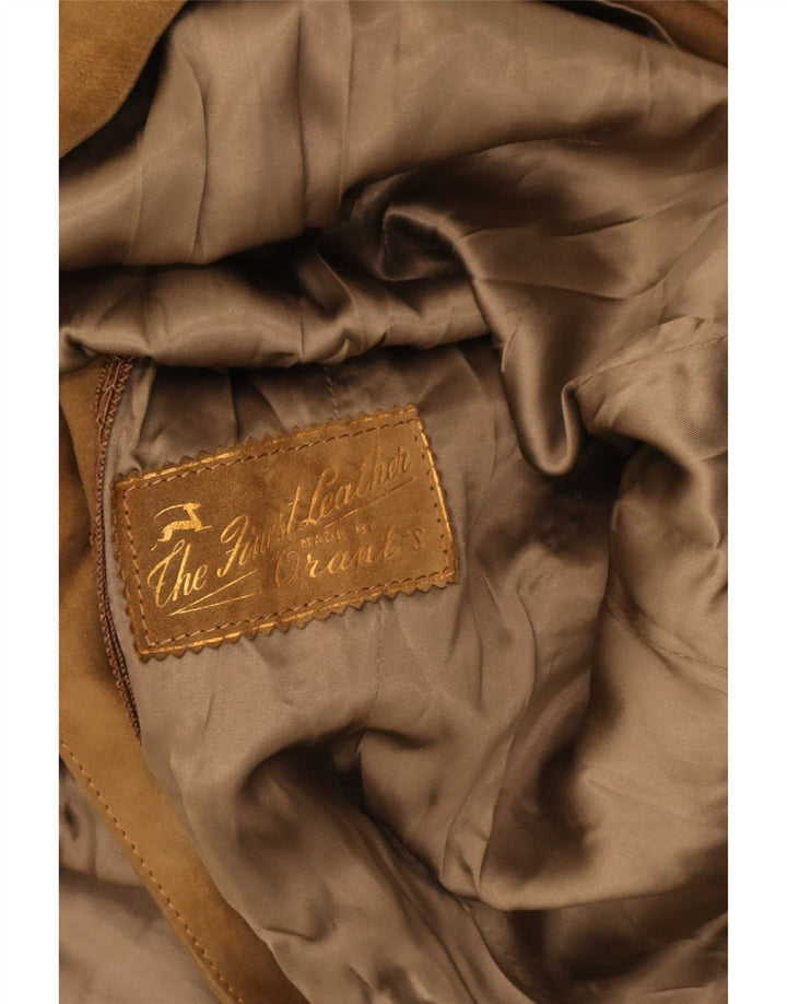 Jaqueta blazer feminina vintage de camurça com 3 botões Reino Unido 14 marrom médio