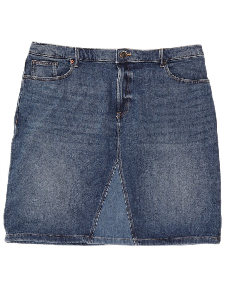 Saia jeans feminina WHITE STUFF UK 20 2XL W40 algodão azul