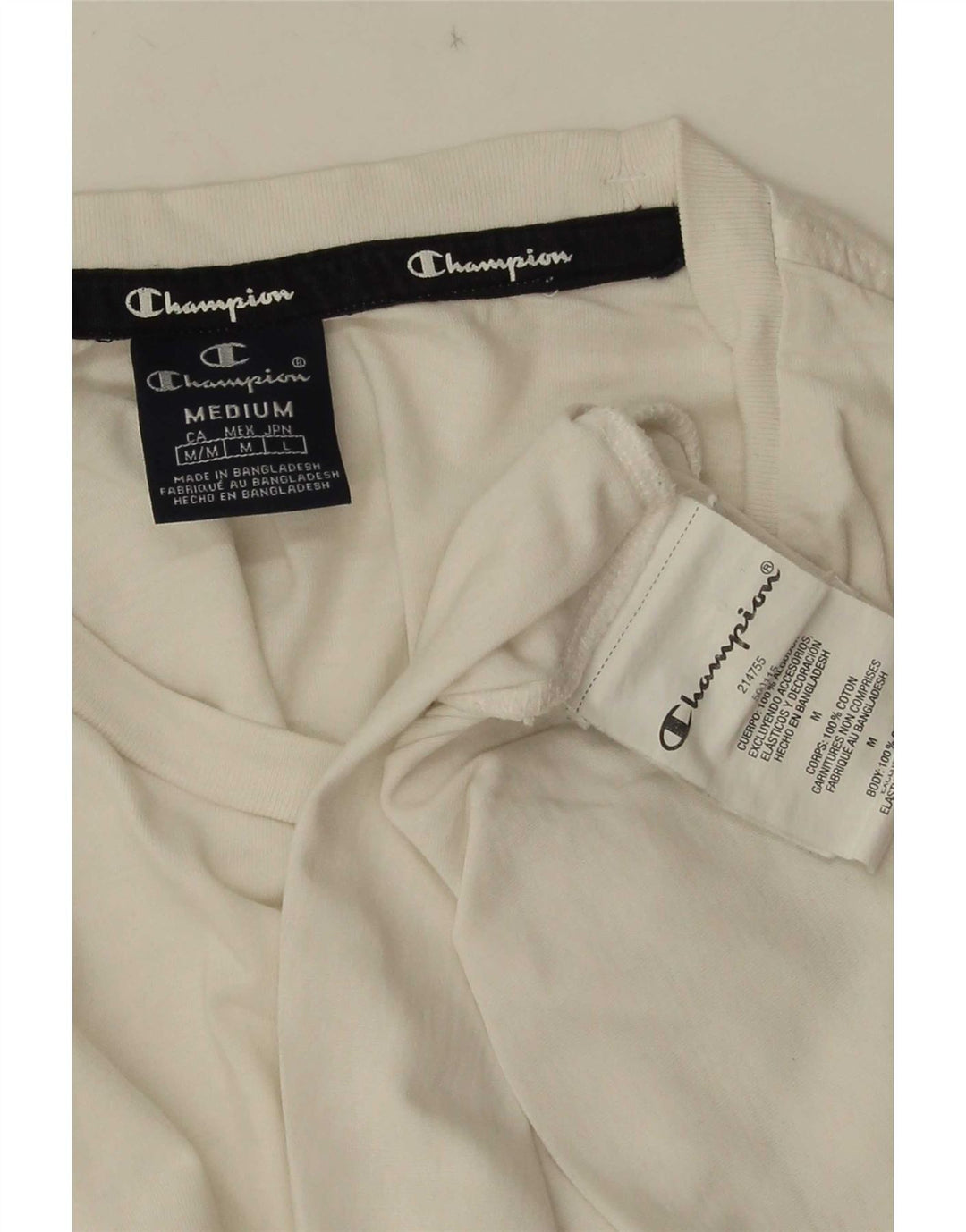 Camiseta masculina Champion de algodão branco médio