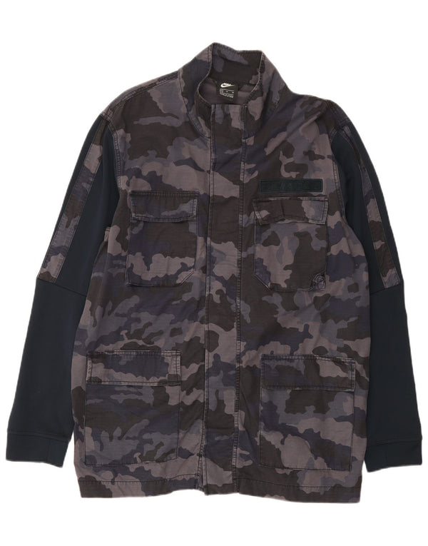 Jaqueta Nike Masculina Graphic Utility UK 42 XL Azul Marinho Camuflagem Algodão