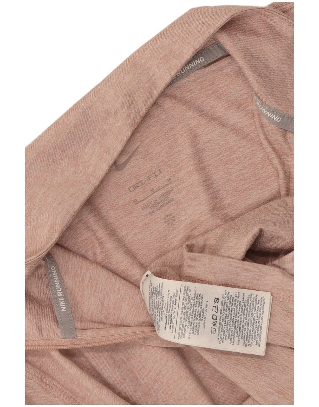 Nike Womens Dri Fit Zip Neck Pullover Treino Top UK 14 Médio Rosa