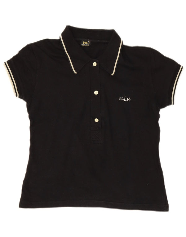 Camisa polo feminina Lee UK 14 grande algodão preto