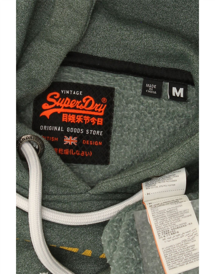 SUPERDRY moletom com capuz masculino gráfico médio algodão manchado verde