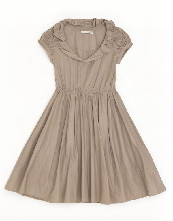 Vestido feminino Zara A-Line UK 12 poliéster cinza médio