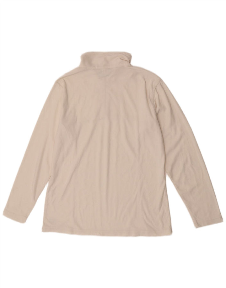Jumper de lã feminino com zíper e gola Asics UK 14 poliéster branco médio