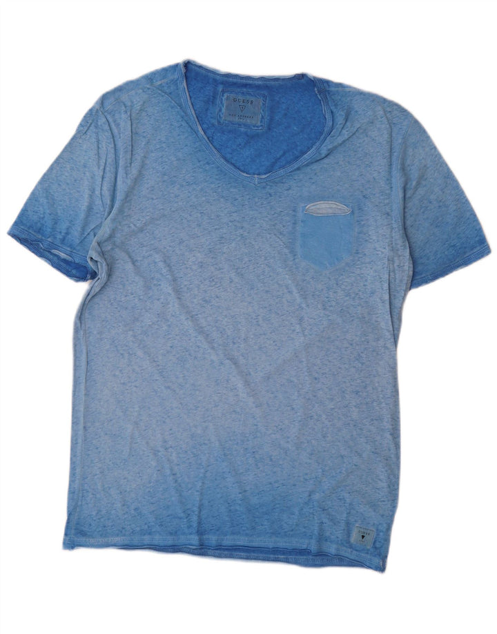 Camiseta masculina Guess grande azul manchada
