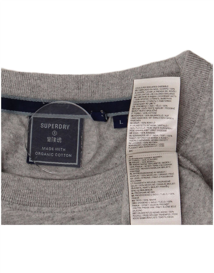 Camiseta masculina SUPERDRY grande algodão manchado cinza