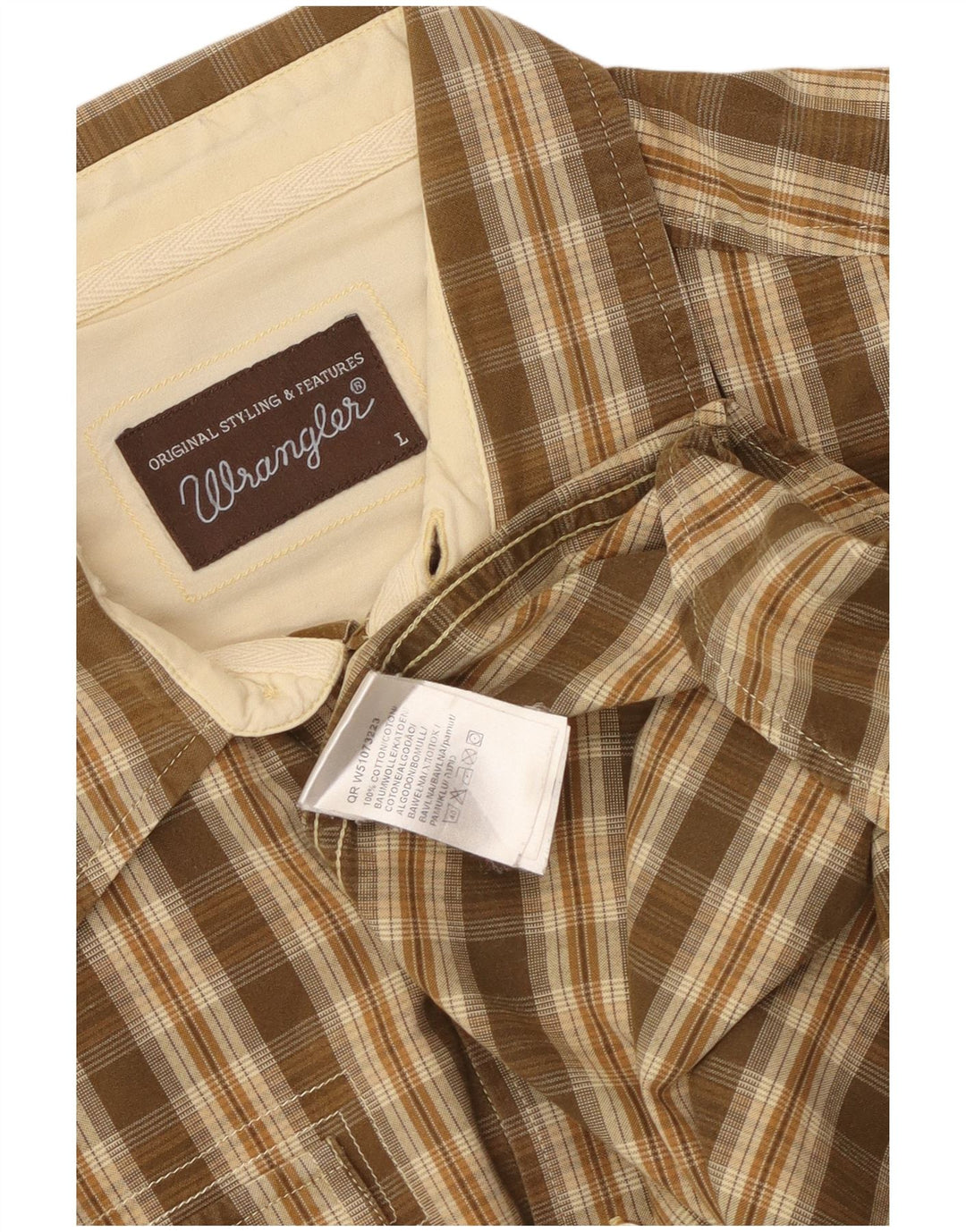 Camisa masculina Wrangler grande algodão xadrez marrom
