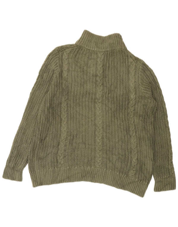 L.L.Bean Suéter feminino solto com zíper e gola redonda Reino Unido 18 XL algodão cáqui