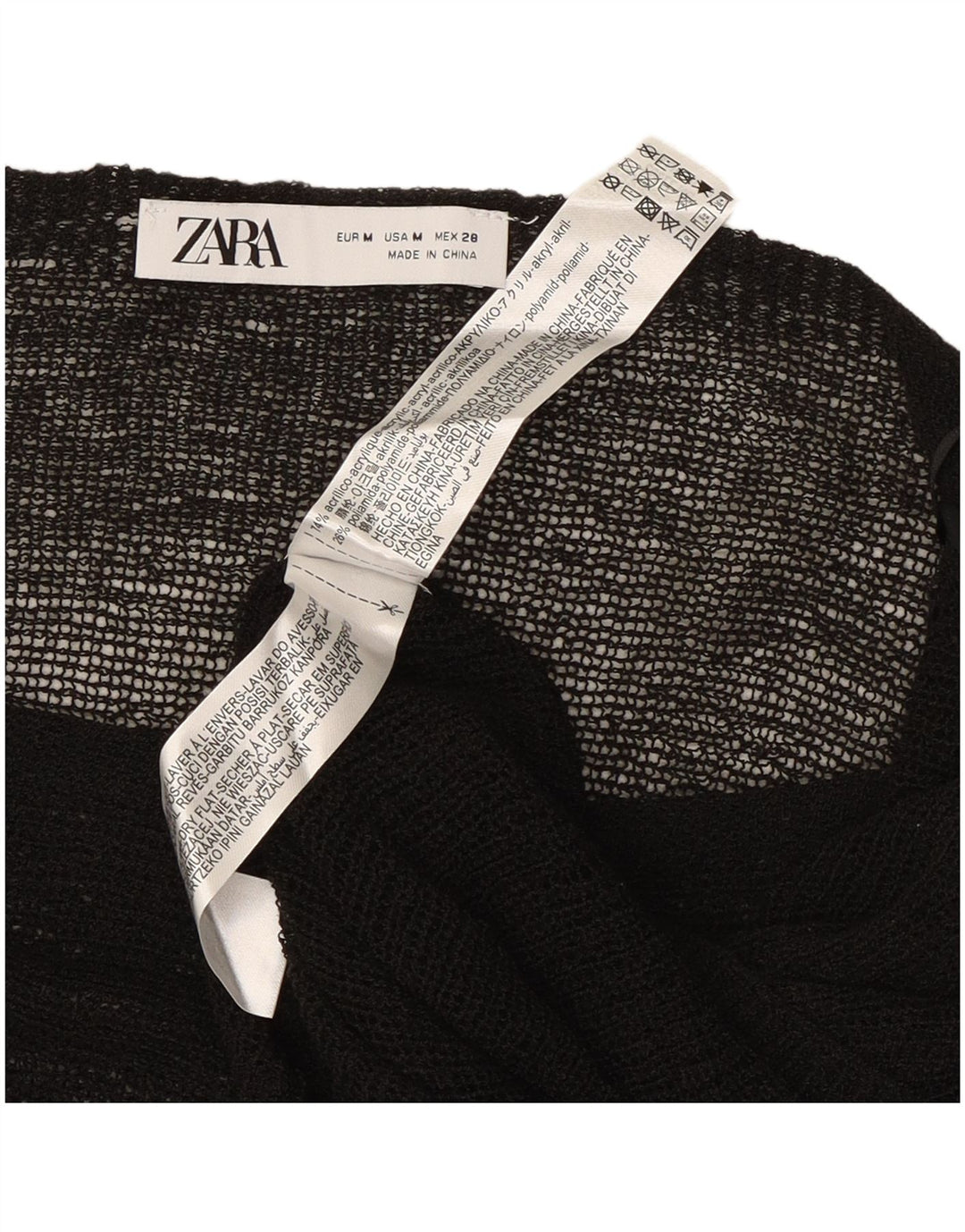 Blusa Poncho Feminina Zara Top UK 12 Médio Preto Acrílico