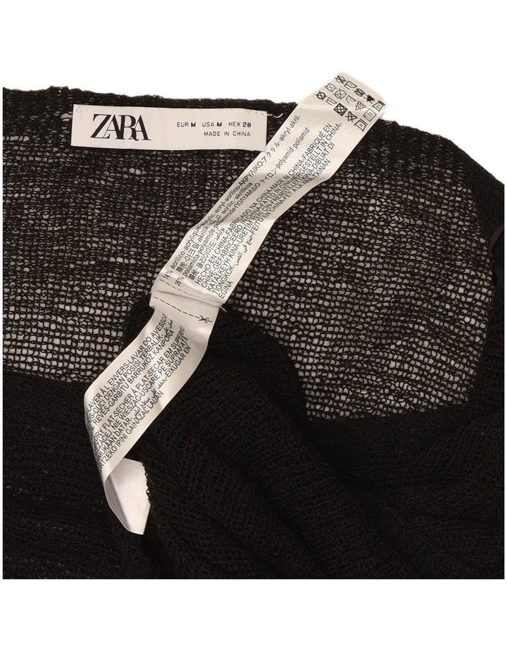 Blusa Poncho Feminina Zara Top UK 12 Médio Preto Acrílico