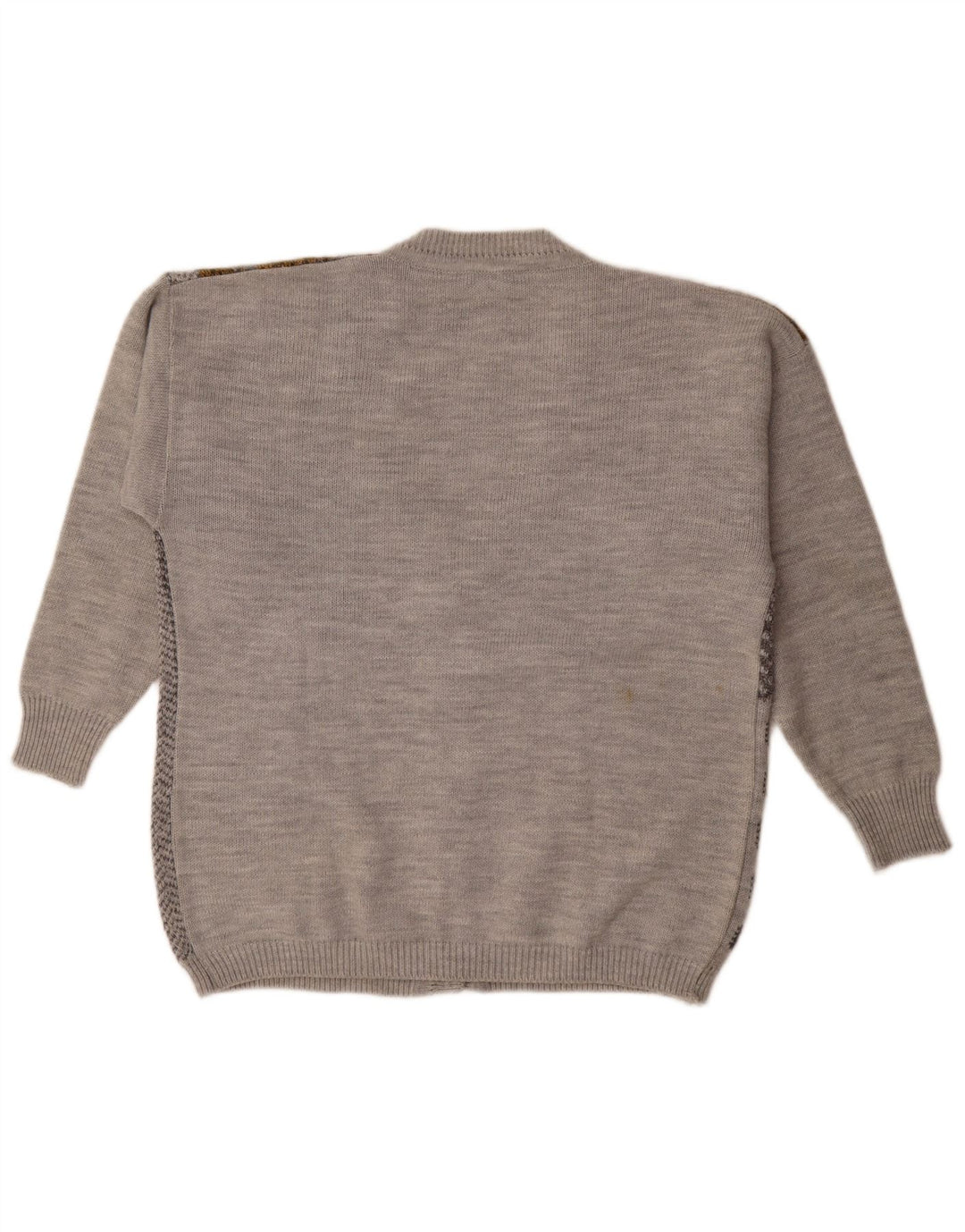 Suéter cardigã feminino vintage UK 18 XL cinza patchwork