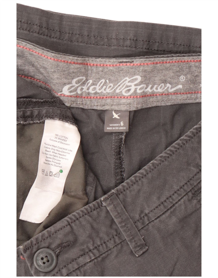 Shorts cargo feminino Eddie Bauer ligeiramente curvilíneo EUA 6 médio W30 algodão cinza