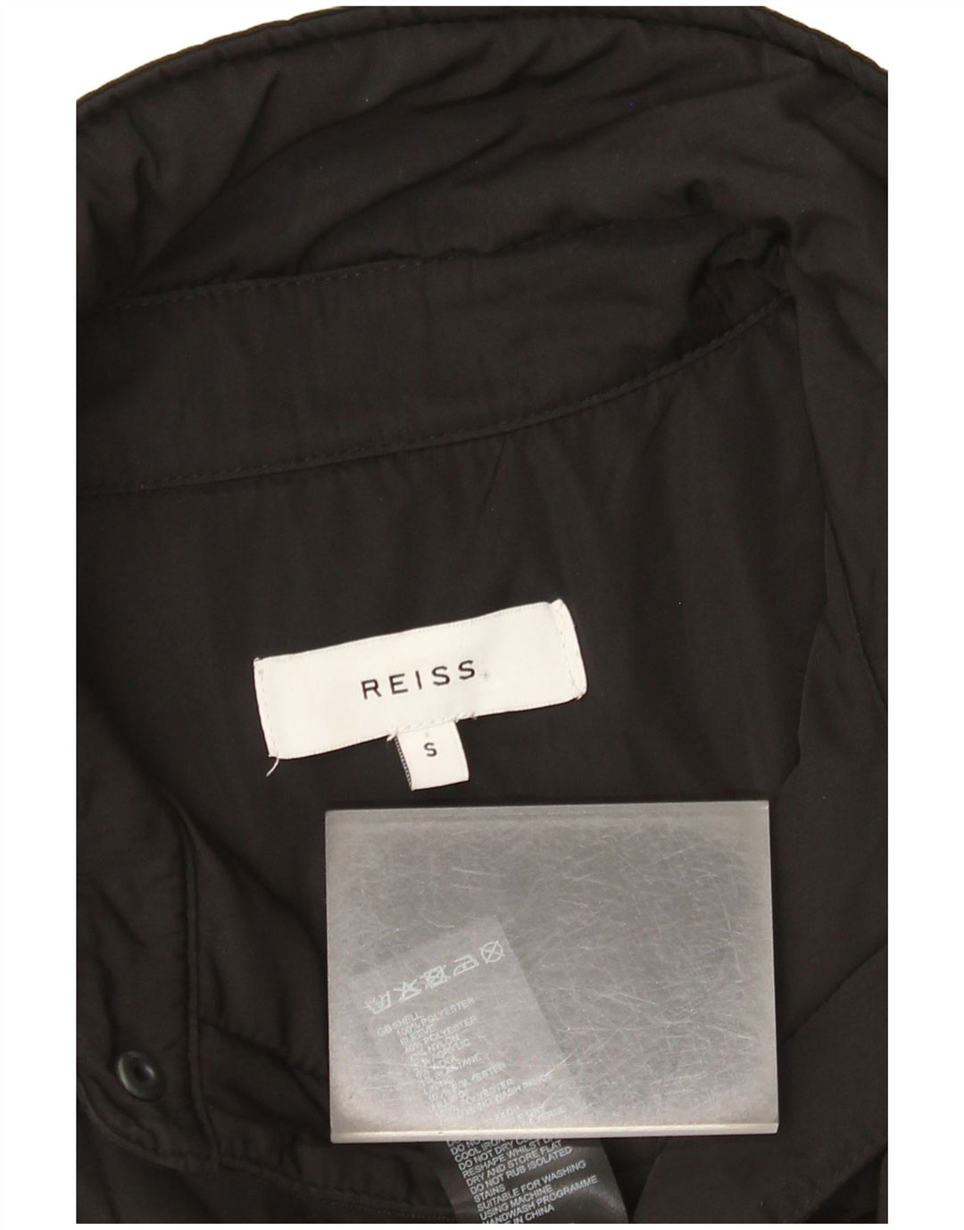Jaqueta acolchoada masculina Reiss UK 36 poliéster preto pequeno