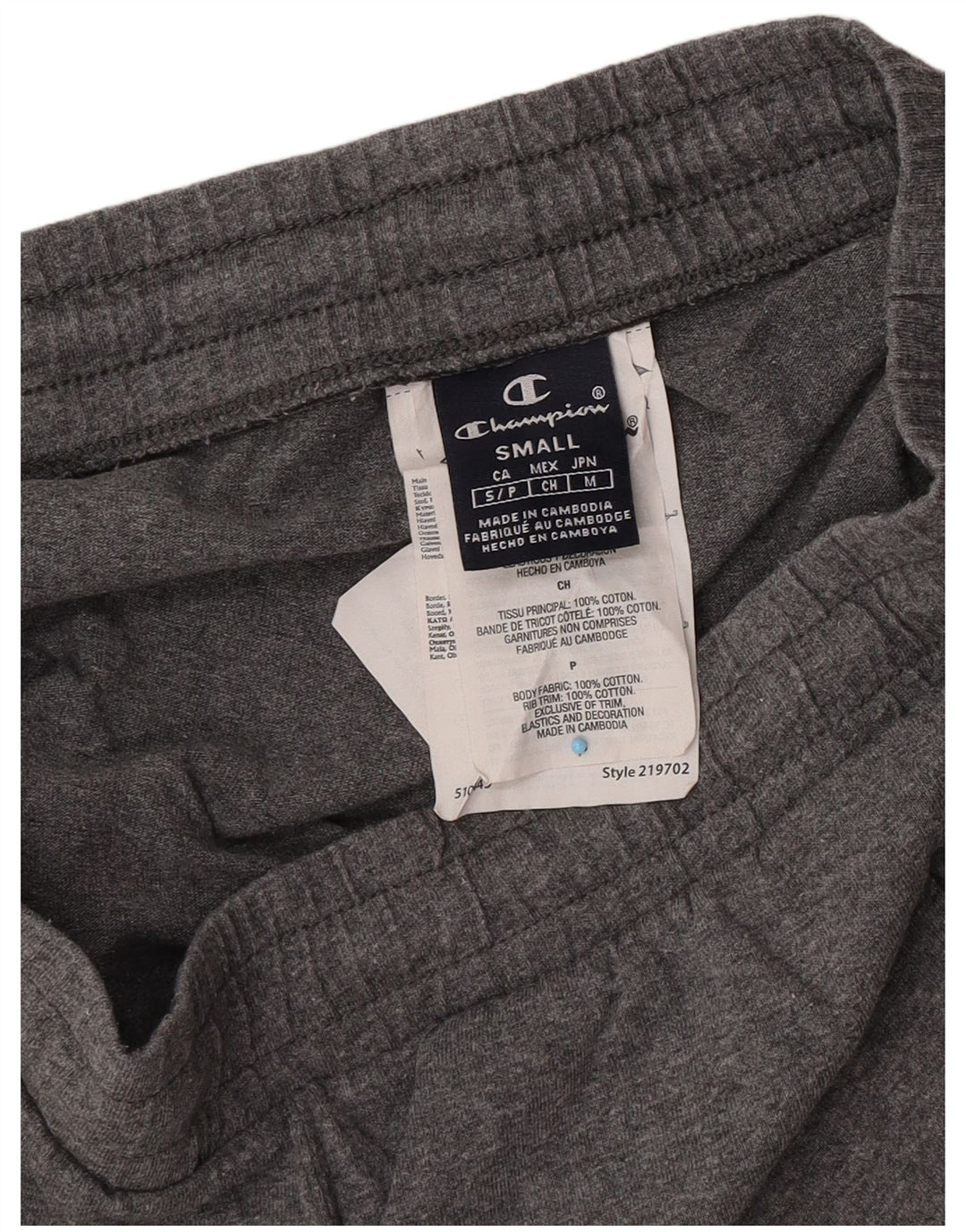 Shorts esportivos masculinos Champion pequeno algodão cinza