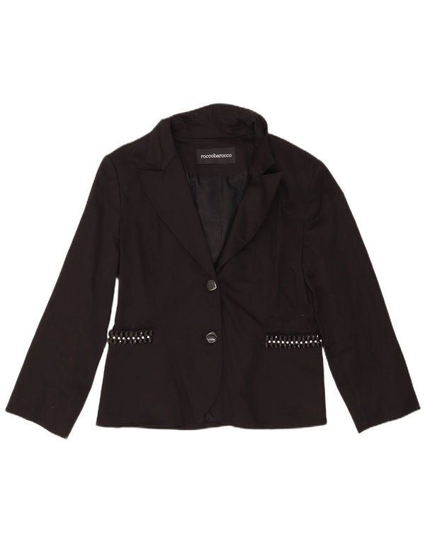 Jaqueta blazer feminina Roccobarocco com 2 botões IT 50 XL algodão preto
