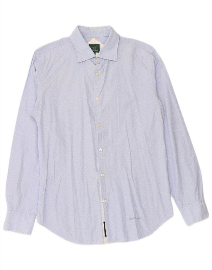 HENRY COTTONS Mens Shirt Size 38 Medium Blue Spotted