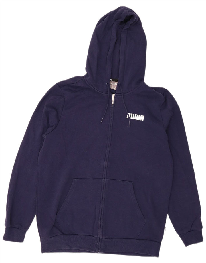 Suéter masculino PUMA com capuz e zíper médio azul marinho algodão