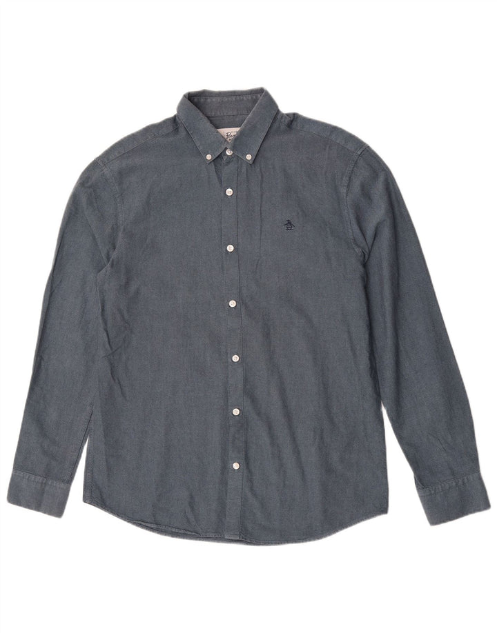Camisa masculina Penguin algodão azul médio