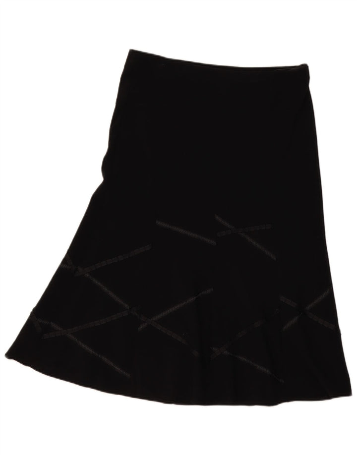 Saia feminina Marks & Spencer A-Line UK 12 Médio W34 Preto Geométrico