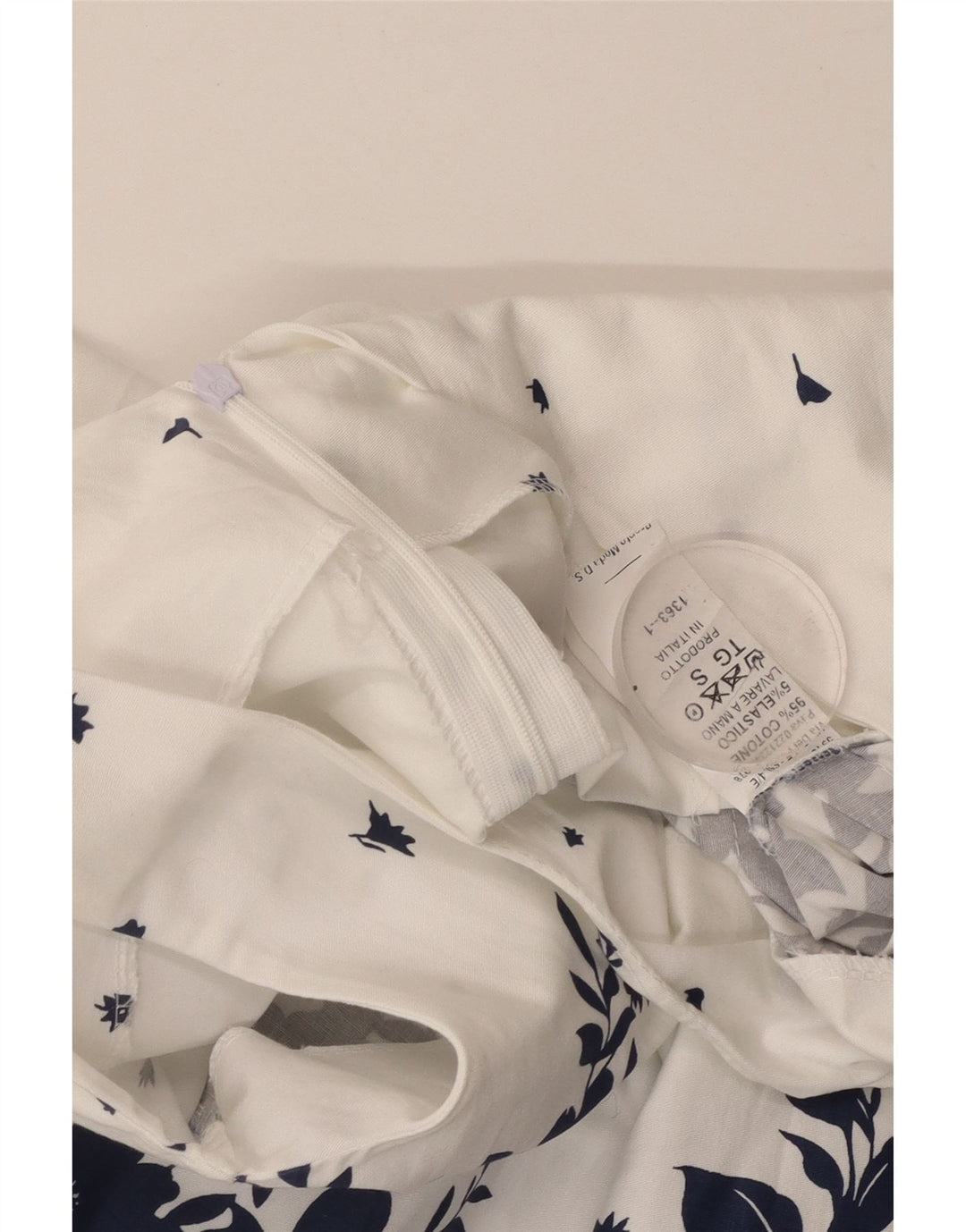 Vestido feminino VINTAGE sem mangas em linha A Reino Unido 8 pequeno algodão floral branco