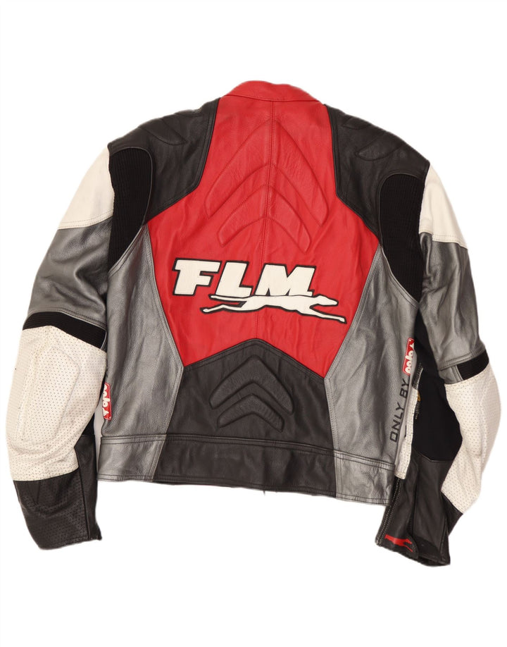FLM Mens Motorcycle Graphic 2 peças conjunto IT 52 grande couro multicolorido