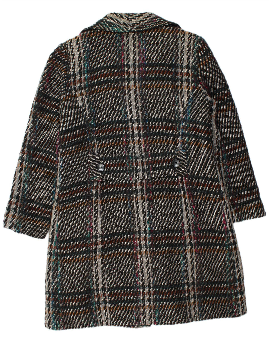 Sobretudo feminino vintage UK 38 xadrez médio multicolorido
