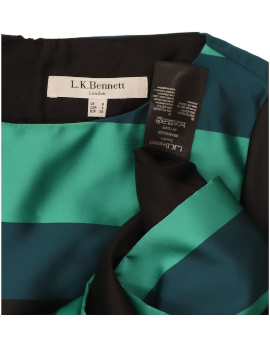 L.K. Vestido feminino Bennett com bainha UK 8 pequeno poliéster colorblock preto