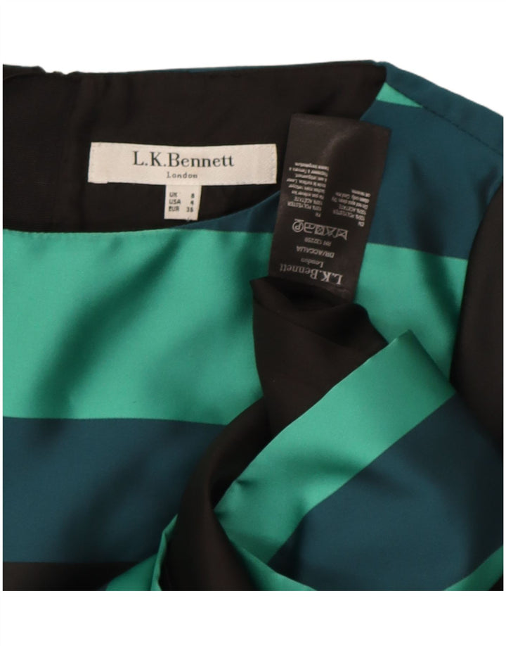 L.K. Vestido feminino Bennett com bainha UK 8 pequeno poliéster colorblock preto