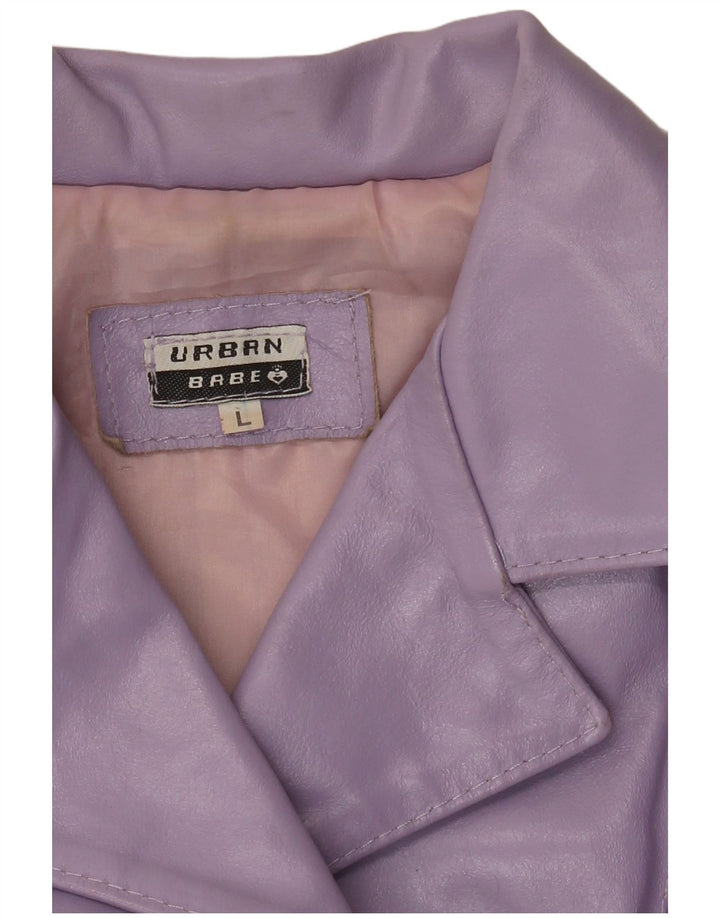Jaqueta de couro feminina vintage UK 14 grande roxa