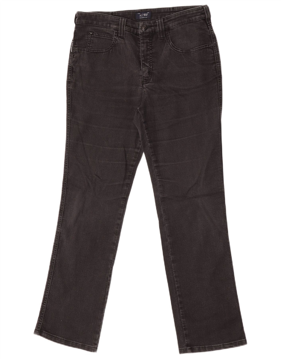 Calça jeans reta feminina Armani W30 L30 algodão preto