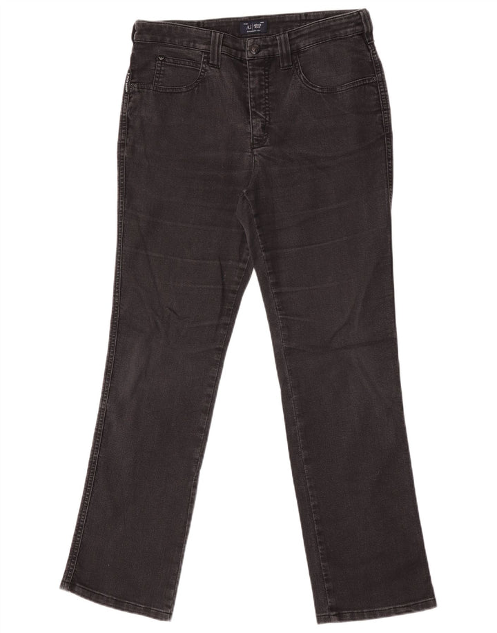 Calça jeans reta feminina Armani W30 L30 algodão preto