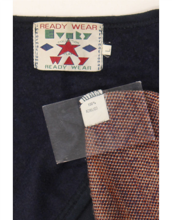 Colete de malha vintage masculino grande acrílico geométrico multicolorido asteca