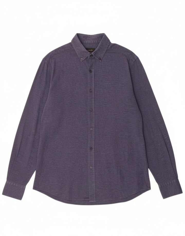 Camisa masculina de flanela MASSIMO DUTTI grande algodão azul