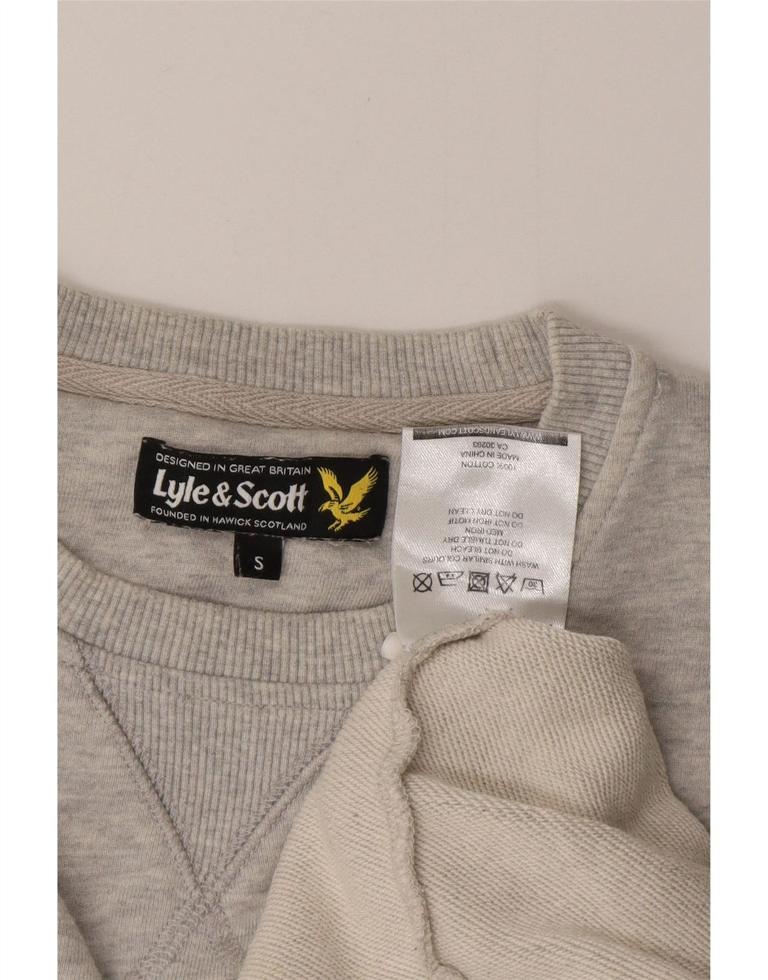 LYLE & SCOTT moletom masculino jumper pequeno algodão manchado cinza