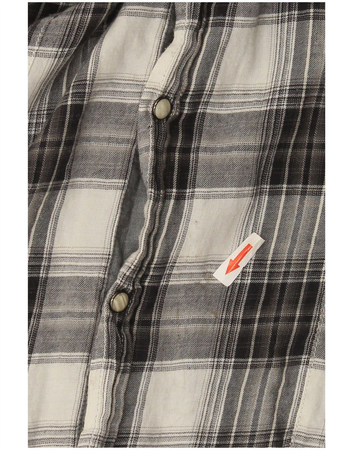 Camisa masculina de flanela de manga curta Jack & Jones grande algodão xadrez cinza