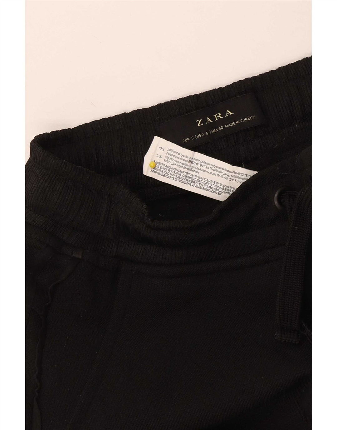 Zara Calça de treino masculina Joggers pequeno poliéster preto